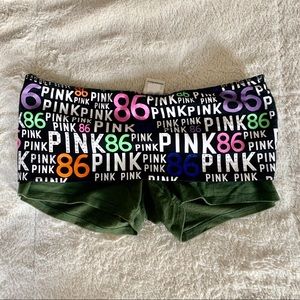 PINK Victorias Secret Green Logo Shorts Size Med